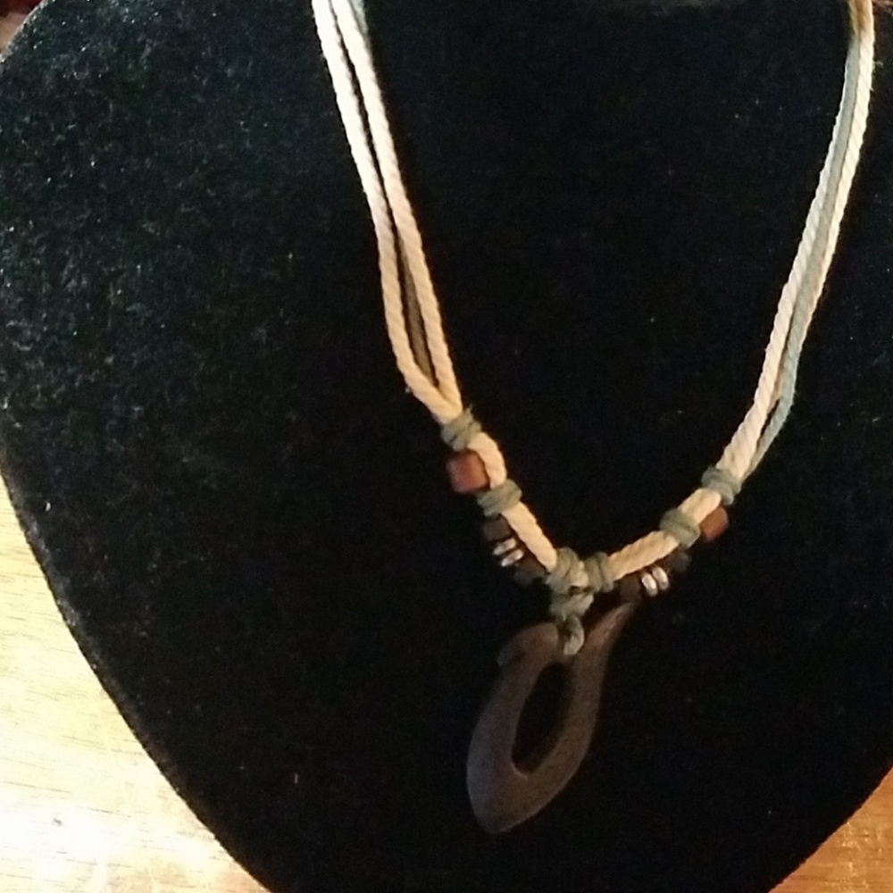 Nature Stones, Beads, & Twine Necklace 23"